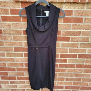 White House Black Market Pencil Dress Women's Size 2 Black Sleeveless Cowal Neck